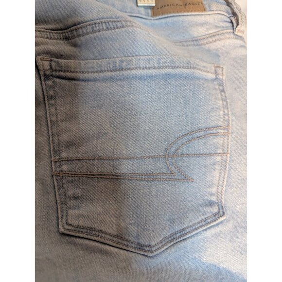 American Eagle Jeans Festival Flare Split Hem Sz 6 Short Stretch Denim 70s Retro - Picture 5 of 12